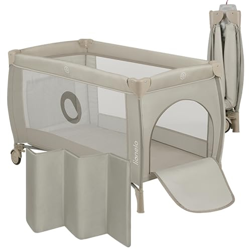 Lionelo Stefi Plus Reisebett bis 15 kg Babybett Kinderreisebett mit Matratze Seitlicher Eingang mit Reißverschluss Hochwertige Schaumstoffmatratze