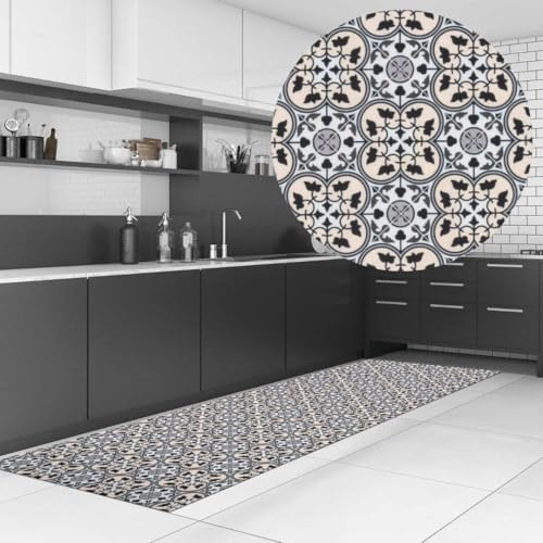 Profolio Küchenläufer rutschfest & waschbar - Moderner Küchenteppich in Liberty - Teppich für Küche, Flur & Wohnzimmer - Weiche & langlebige Antirutschunterlage - Made in Germany - 120 x 52 cm