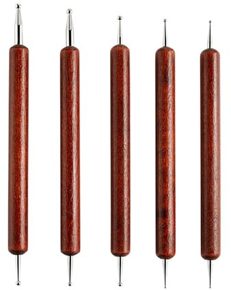 LINPHCEY 5 st verktygssats för skulptering av lera – lättanvänd dubbeländad polymer och keramik snideri set med bekväma greppverktyg för skulptur och modellering av lera, idealisk för barn och vuxna