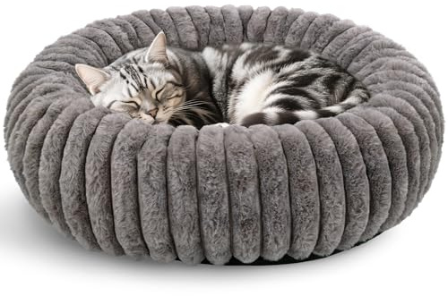 Arquiel Cama Redonda para Gatos, Lavable y Relajante, Cama Ultra Suave para Cachorros con Base Antideslizante para Perros pequeños (50×50 cm, Gris)