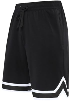 Pantalones cortos para hombre de baloncesto de color liso para hombre, Negro, L