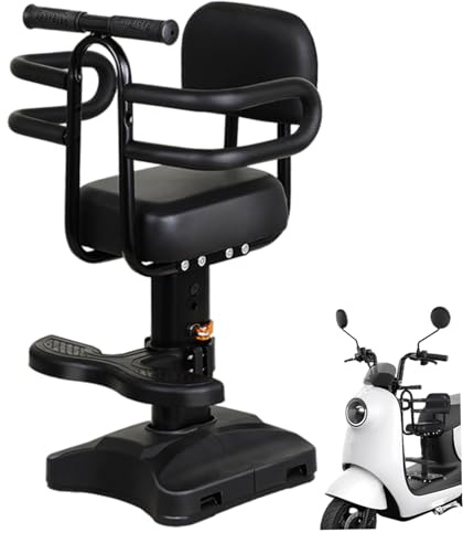Asiento de bicicleta para niños Montaje delantero Altura ajustable a prueba de golpes Asiento de scooter eléctrico con respaldo, apoyabrazos, reposapiés para scooter motocicleta, decoraciones navideñ