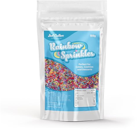 Rainbow Sprinkles, 150g, Colourful Cake Decorations for Cupcakes, Cookies, Doughnuts & Ice Cream, Baking Toppings for Kids' Parties & Celebrations