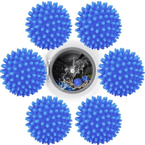 NISENTIA Tumble Dryer Balls, 6 PCS Laundry Balls, Reusable Soft Rapid Drying Ball for Tumble Dryer, Softens Clothes Reduces Drying Time Fluffy, Fewer Wrinkles & Less Static Cling, Quick Drying Blue