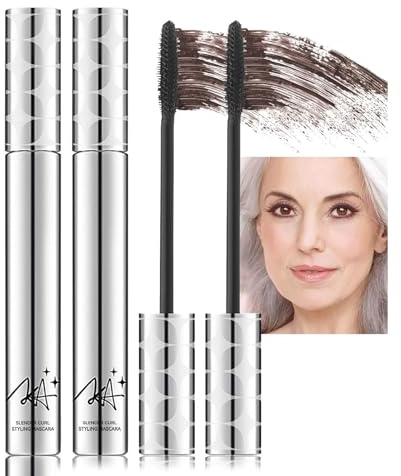 Brown Mascara for Older Women,Waterproof Volumising & Lengthening Mascara for Thinning, Aging Lashes,Gentle on Sensitive Eyes(2-Pack)
