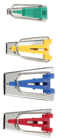 Jeanoko Bias Tape Maker Set Rostfritt Stål 4st Manuell Sömnadstillbehör för Gör-det-själv Handgjorda Tyglapptäcke Fållrörsverktyg