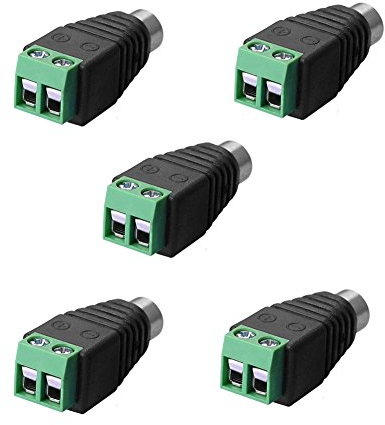 SIENOC Adapter Terminalblock > Cinch Buchse RCA Adapter DC Block Schraubanschluss 2-Pin (5 Stück