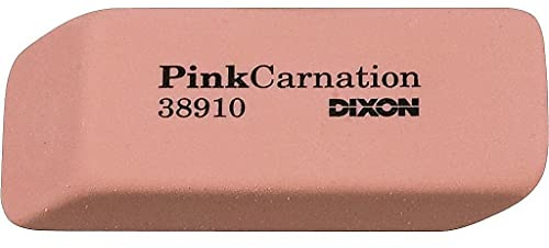 Dixon Pink Carnation Large Erasers, Pink, Dozen (38910)