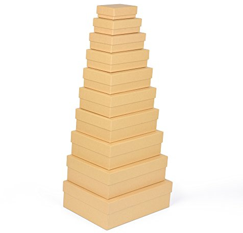 ewtshop® Geschenkboxen, Aufbewahrungsboxen 10er Set, stabiles Material mit feinem Kraftpapier überzogen, Kraftpapierboxen, auch für Scrapbooking