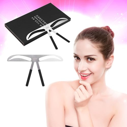 Augenbrauen-Muster DIY Schablone, Edelstahl Augenbraue Messlineal Eyebrow Bremssattel, Drei Punkt Positionierungsdesign, Tattoo Design Schieberform Balance Größe für Makeup Werkzeug (03#)