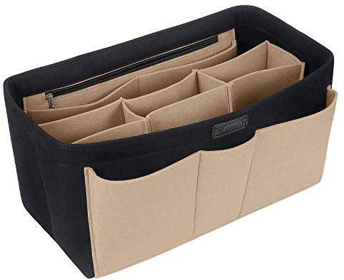 Ropch Felt Insert Bag Organizer Bag in Bag, Women Tote Purse Organizer Bag Organiser Insert Handbag, Beige&Black/L