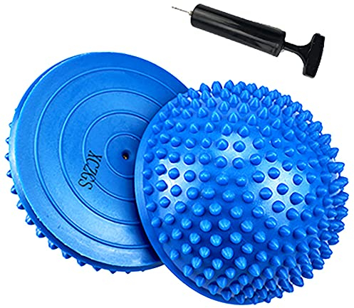 2er-Set Therapie Balance Igel, Balance-Igel Set, Fitness Halbkugel mit Luftpumpe Trittstein für Erwachsene, Versch Balanceübungen I 8cm Groß