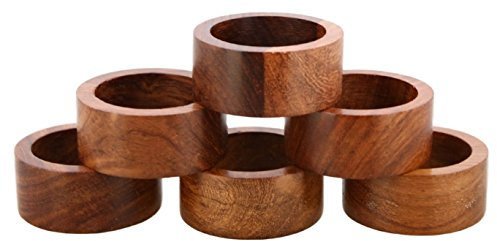 Ajuny Handcrafted Wooden Sleek Plain Napkin Ring Everyday Use Decorative 1.5 Napkin Holders Set of 6 Perfect for Table Decor, Dinner Party, Dining Parties Tabletop, Table Decoration