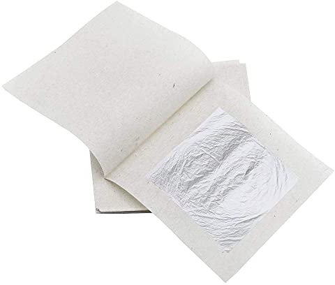 KIRIN Blattsilber Essbar, 100% Reinheit 999/1000 Essbar, 60mm x 60mm, Echtes Silber 15 Stück