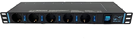 Infitronic INSV1013 13-Fach 19 PDU (1HE), einzeln schaltbar (5F/8R). 90° gedrehte Buchsen für Netzteile. Inkl. Überspannungs- & Überlastschutz. 3680W, 16A, Aluminium, 2m Kabel.