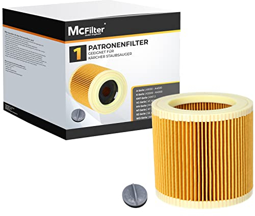 McFilter | 1x Filtro de cartucho adecuado para aspiradora Kärcher WD1 WD2 WD3 3.200 3.500 P Premium Extension Kit MV2 MV3 A2054 A2101 A2254 A2604 SE 4001 SE 4002 | sustituido 6.414-552.0 -547.0-772.0