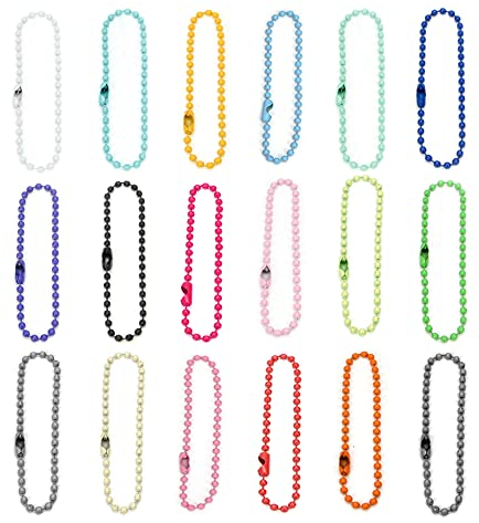 Hazrcvr Chaine Boule 90 Brins Chaînes à Billes en Fer Chaîne de Boule avec Connecteurs Chaîne à Rouleaux Perlée Chaîne Boule Fer 18 Couleurs pour Porte-clés Chaînes d'étiquettes et Artisanat