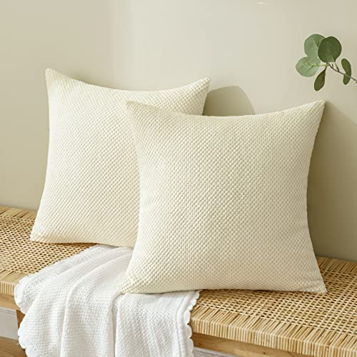 EMEMA Kordsamt Kissenbezug Weihnachten Dekorative Granulat Sofakissen Dekokissen Kissenbezüge Kissenhülle Couchkissen Überwurf Kissen Bezug Zierkissen für Couch Sofa Wohnzimmer 2er Set 40x40 cm Beige
