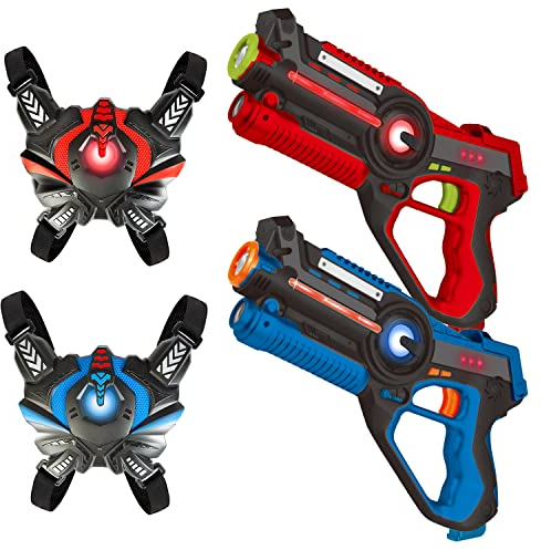 FORHISHER Laser Tag Set, Laser Tag Pistolen 2er Set mit Weste für Kinder,Lasertag Spielset, 4 5 6 7 8 9 10 11 12+ Jahre alte Jungen Mädchen