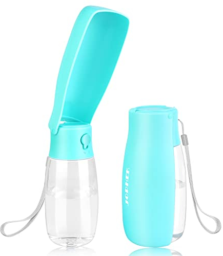 JOPHEK 550ML Tragbare Haustier Trinkflasche, 180°Faltbare Hund Katze Haustiere Auslaufsicher Wasserflasche, Hunde Katzen Flasche mit Aktivkohlefilter für Täglich Spazieren Gehen Reisen Campen