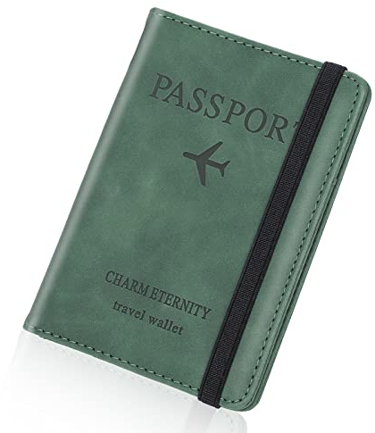 Larkumio Reisepasshülle, Reisepass Hülle Passport Cover mit RFID Blocker, PU-Leder Reisepass Tasche für Damen und Herren Urlaub Zubehör Travel Organizer (Grün)