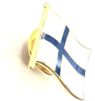 Distintivo della bandiera finlandese in metallo smaltato con bandiera del paese, Metallo