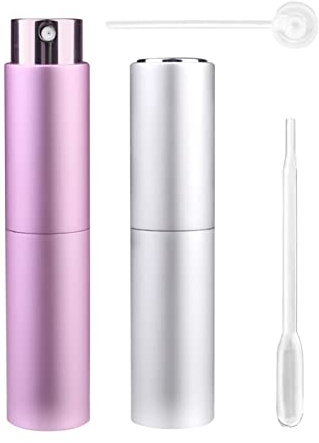 Zingso Påfyllningsbar parfym atomiseringssprayflaskor, 2 st 10 ml uppgraderad roterande reseparfymflaska Aftershave atomiserare doftsprayflaska med påfyllningsverktyg för semesterresa och utekväll män