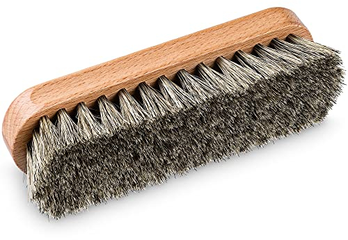 PREMYO Spazzola con Crine di Cavallo Grigio - Ideale per Lucidare le Scarpe in Pelle Liscia
