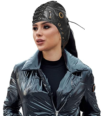 Hongjingda Pilotenmütze | Steampunk Pilotenbrille Hut aus weichem Leder,Pilotenkostü Bekleidungszubehör für Musikfestivalparty