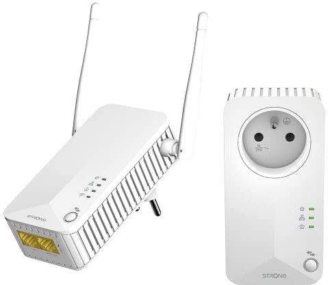 STRONG POWERLWF600DUOFRV2 - Duo Prises CPL WiFi - Kit CPL - 600 Mbps/WiFi 300 Mbps - Compatible Toute Box/Routeur - 1 Port Ethernet + Prise Filtrée - Installation Rapide - Blanc