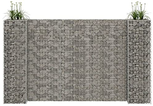 BULANED H-förmiger Gabionen-Pflanzkorb, Hochbeet Metall, Gabionen Zaun, Steinkorb Blumenkasten, Steinkorb-pflanzkübel, Gabionen Hochbeet, Stahldraht 260x40x150 cm