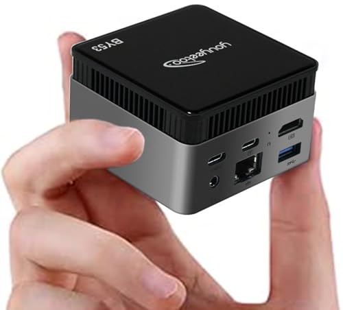 WayPonDEV BY53 Mini PC, Intel N150 CPU, 12 GB LPDDR5 M.2 NVME SSD, HDMI 2.0 och USB-C DP (4K Dual Display), Wi-Fi 5/BT 5.0, kompakt stationär dator för kontor, hemmakontor, underhållning (12 + 0