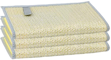 Porceosy Paño de limpieza de cocina, cepillo para fregar ollas, 3 unidades, trapo de alambre antiarañazos altamente absorbente, espuma rica, secado rápido, multiusos, color amarillo