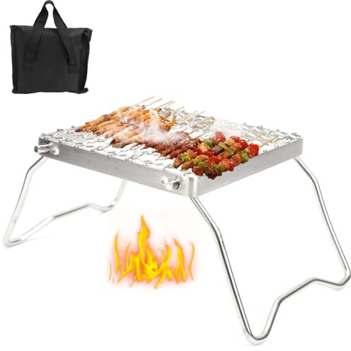 Cocoarm Portable Stainless Steel Folding Grill, Gas & Charcoal, 50kg/1763.7oz Load Bearing, Compact & Portable, Efficient Heating, Ideal for Camping, Picnics & Barbecues