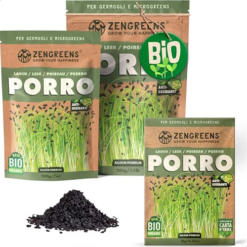 ZenGreens® - Graines de Poireau bio - Choisissez entre 10g, 200g et 500g - Graines de Poireau avec un taux de germination supérieur à 97% - Microgreens