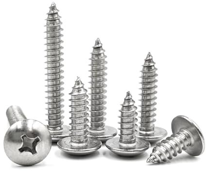 SHUNCHG 20 piezas M4x8mm Tornillos para Madera Tornillos de Fijación,Tornillos Plateados Cruz Cabeza de Seta Tornillos Autorroscantes Hilo Completo