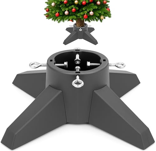Festive Fix Soporte para árbol de Navidad, soporte resistente de 6 pies con depósito de agua, base estable para árboles reales, montaje rápido con pernos de metal