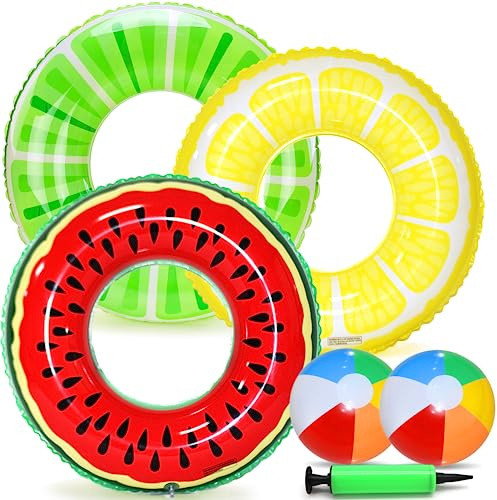 Chennyfun 6PCS Inflatable Pool Floats for Kids Adults
