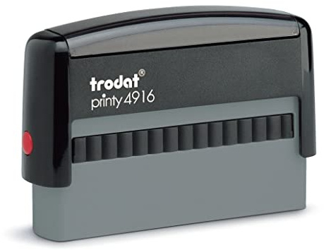 Mister Timbri Timbro Autoinchiostrante Allungati Trodat 4916 70x10 mm Rettangolare Personalizzabile - 2 Righe di Testo, Ecologico e Ideale per Dati Aziendali o Firma
