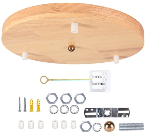 3 Luce Rosetón Techo Lampara de Madera Embellecedor Lampara Techo Con Placa Fijación Blanco paquete de accesorios Lampara Techo 30cm