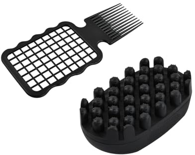 Set de 2 Piezas de Esponja para el Pelo, Cepillo para Rizos de Silicona y Peine de Rejilla para Volumen, Esponja Twist y Peine Afro para Pelo Rizado, Lavable para Hombre y Mujer, Uso Hogar y Salón