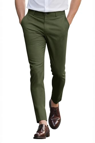 GINGTTO Pantalones Chinos Hombre Skinny Elásticos Tapered Leg | Super Elástico, Chino Frontal Plano, Adecuado Para Negocios, Bodas, Golf