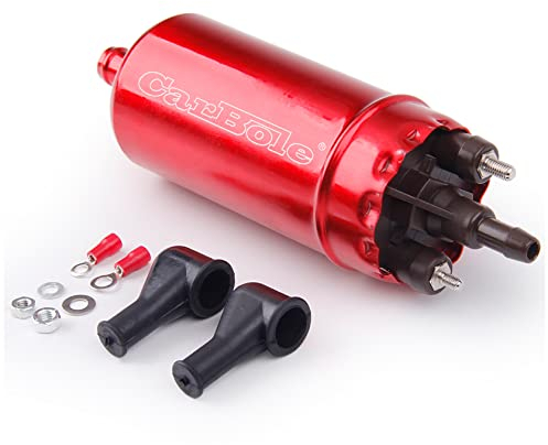 CarBole Pompa del Carburante Elettrica Esterna in Linea a 125 PSI,Pompa per Carburante ad Alta Pressione 12V,250BHP,Sostituzione del Codice Duo - Rosso