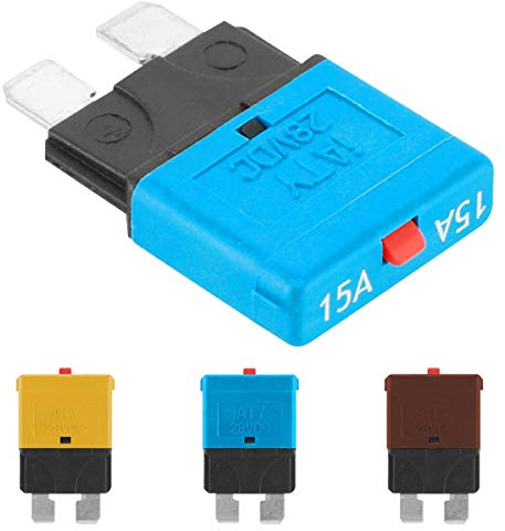 DaMohony Rücksetzbare Flachsicherung, manueller Leistungsschalter, wiederverwendbar, 10 A, 15 A, 20 A, 3 Teile/Set