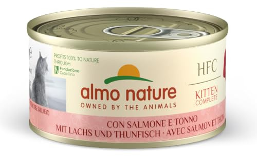 almo nature HFC Kitten, Alimento Umido per Gattini - con Salmone e Tonno - Confezione da 1.68 kg (24 x 70 g)