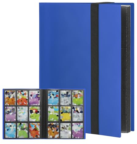 TCGUARD Sammelkarten Album für Sammelalbum Karten mit 360 Karten Kapazität, Elastischer Gurt mit DIY Aufkleber für Jugendlichen als Geschenk für Geburtstage und Weihnachten etc. Blau