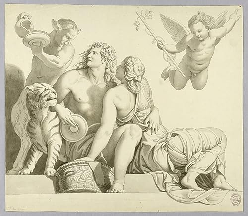 WACTWJNA Pittura ad Olio Arte Poster e Stampe Vintage Quadri Moderni Dioniso e Arianna di Johann August Nahl il Giovane per la Decorazione Della Parete 60x90cm