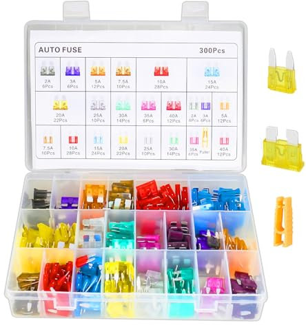 Kfz Sicherung Set,300 Stück Auto Ersatzsicherungen Set Gemischt 150 Mini Flachsicherungen + 150 Standard Sicherungen +1 Sicherungszieher, Stecksicherungen Sicherung für Auto Wohnmobil Motorrad