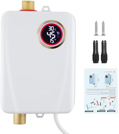 Aofesel Elektrischer Durchlauferhitzer, XY-FA 3500 W 220 V Mini Durchlauferhitzer, 20–50 °C, IPX4 Wasserdichter Elektrische Durchlauferhitzer für Dusche, Badezimmer, Küche