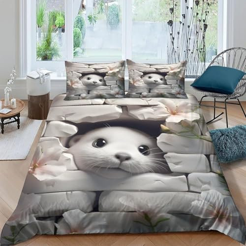 Child Duvet Cover Super King Size 260X230 Cm Animal Beaver Duvet Cover Set,With Zipper Closure 3D Printed Bedding Set,Easy Care And Super Soft (1 Quilt Cover + 2 Pillowcase 50-71607378964